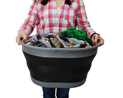 SAMMART Zusammenklappbarer Kunststoff-Wäschekorb, oval, faltbar, Aufbewahrungsbehälter/Organizer, tragbare Waschwanne, platzsparender Wäschekorb