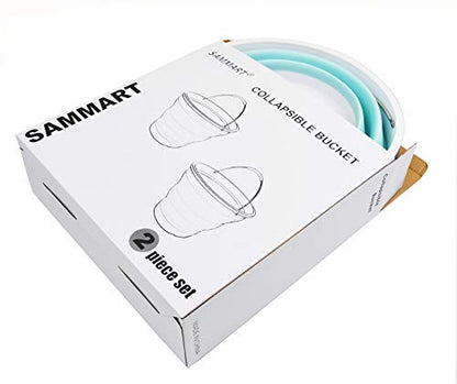 SAMMART 10L Faltbarer Plastikeimer - Eimer - Faltbare runde Wanne - tragbarer Angelwassereimer - 2-teiliges Kartonpaket