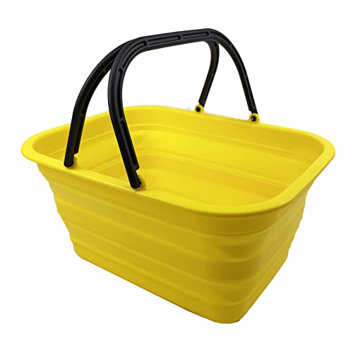 SAMMART 12L zusammenklappbare Wanne mit Griff – tragbarer Outdoor-Picknickkorb/Krater – Faltbare Einkaufstasche – platzsparender Aufbewahrungsbehälter