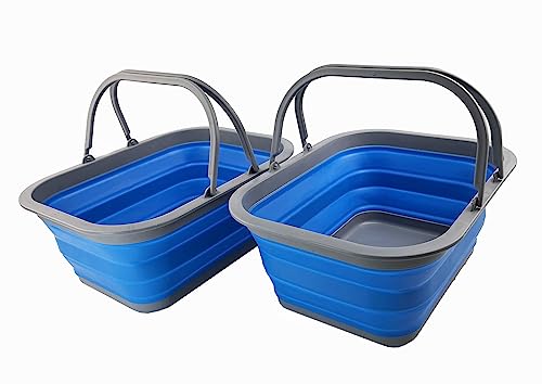 SAMMART 15L Zusammenklappbarer Korb mit Griff - Tragbarer Picknickkorb/Krater für den Außenbereich - Faltbare Einkaufstasche - Platzsparender Aufbewahrungsbehälter