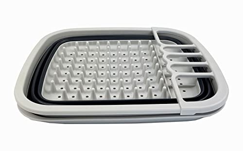 SAMMART 8L Zusammenklappbarer Geschirrabtropfer mit Abtropfbrett – Faltbares Wäscheständer-Set – Tragbarer Geschirr-Organizer – Platzsparende Küchenablage