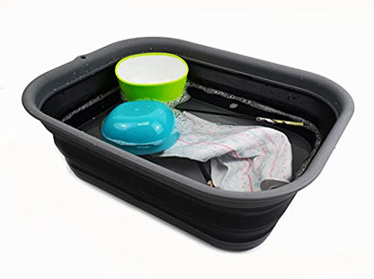 SAMMART 12L zusammenklappbare Wanne mit Griff + 12L zusammenklappbare Wanne - Tragbarer Picknickkorb im Freien - Faltbare Einkaufstasche