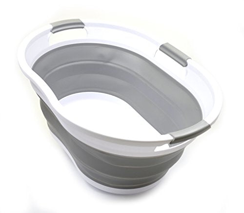 SAMMART 2er-Set Faltbarer ovaler Wäschekorb - Faltbarer Vorratsbehälter/Organizer - Tragbarer Waschbehälter - Platzsparender Korb - Aufbewahrungsbox für Kofferraum/Badewanne für Haustiere