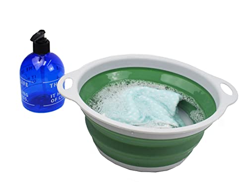 SAMMART 2,6 Liter Zusammenklappbares Sieb- und Schüsselset aus TPE/PP. Faltbares Waschbecken – tragbare Geschirrspülwanne – platzsparendes Sieb