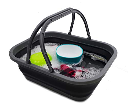 SAMMART 12L Faltbare Wanne mit Griff - Tragbarer Picknickkorb/Krater im Freien - Faltbare Einkaufstasche - Platzsparender Vorratsbehälter