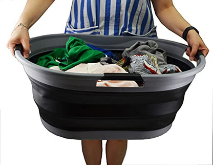 SAMMART Faltbarer Wäschekorb aus Kunststoff, 44 l, faltbarer Pop-Up-Aufbewahrungsbehälter/Organizer, tragbare Waschwanne, platzsparender Wasserkorb, Wasserkapazität: 35 l