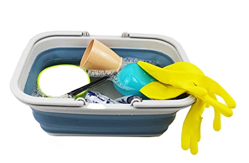 SAMMART 9,2 l zusammenklappbare Wanne mit Griff – tragbarer Picknickkorb für den Außenbereich – Faltbare Einkaufstasche – platzsparender Aufbewahrungsbehälter