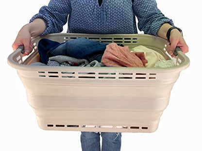 SAMMART 42L zusammenklappbarer Wäschekorb aus Kunststoff – faltbarer Pop-Up-Aufbewahrungsbehälter/Organizer – tragbare Waschwanne – platzsparender Korb/Korb