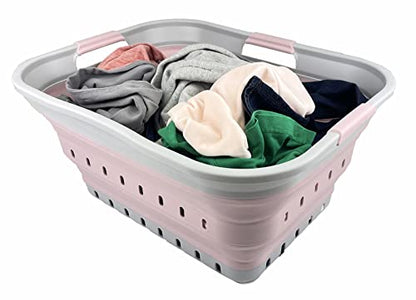 SAMMART 42L zusammenklappbarer Wäschekorb aus Kunststoff – faltbarer Pop-Up-Aufbewahrungsbehälter/Organizer – tragbare Waschwanne – platzsparender Wäschekorb (2er-Set)