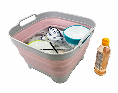 SAMMART 10 l zusammenklappbare Geschirrpfanne mit Abtropfstöpsel – faltbares Waschbecken – tragbare Geschirrwaschwanne – platzsparende Küchenaufbewahrung