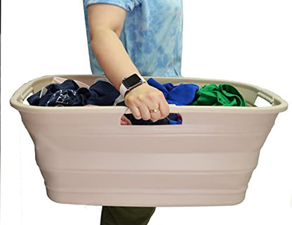 SAMMART 44L Faltbarer Kunststoff-Wäschekorb - Faltbarer Pop-up-Aufbewahrungsbehälter/Organizer - Tragbare Waschwanne - Platzsparender Korb, Wasserkapazität: 35L