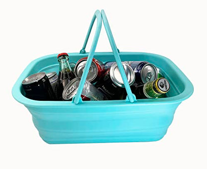 SAMMART 9,2 l zusammenklappbare Wanne mit Griff – tragbarer Picknickkorb für den Außenbereich – Faltbare Einkaufstasche – platzsparender Aufbewahrungsbehälter