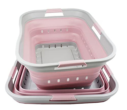 SAMMART 42L zusammenklappbarer Wäschekorb aus Kunststoff – faltbarer Pop-Up-Aufbewahrungsbehälter/Organizer – tragbare Waschwanne – platzsparender Wäschekorb (2er-Set)