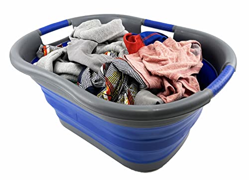 SAMMART 40L zusammenklappbarer Wäschekorb aus Kunststoff – faltbarer Pop-Up-Aufbewahrungsbehälter/Organizer – tragbare Waschwanne – platzsparender Wäschekorb