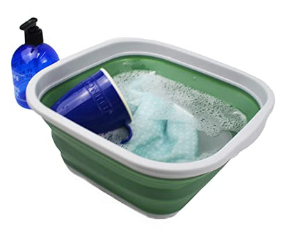 SAMMART 5,5 l (1,4 Gallonen) Set mit 2 faltbaren Wannen – faltbare Geschirrwanne – tragbares Waschbecken – platzsparende Kunststoff-Waschwanne