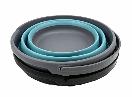 SAMMART 10L zusammenklappbarer Kunststoffeimer – Faltbare runde Wanne – tragbarer Wassereimer zum Angeln – platzsparend. Größe 31 cm Durchmesser