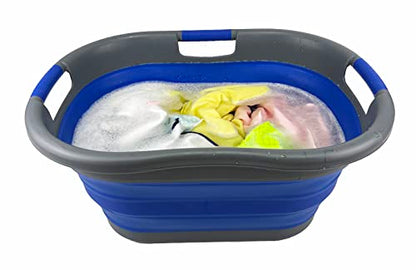 SAMMART 40L zusammenklappbarer Wäschekorb aus Kunststoff – faltbarer Pop-Up-Aufbewahrungsbehälter/Organizer – tragbare Waschwanne – platzsparender Wäschekorb
