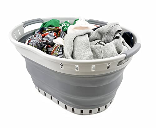 SAMMART 25 l faltbarer Wäschekorb aus Kunststoff, faltbar, Pop-Up-Aufbewahrungsbehälter, tragbarer Waschbehälter, platzsparender Wäschekorb, Korb