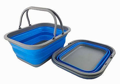 SAMMART 15L Zusammenklappbarer Korb mit Griff - Tragbarer Picknickkorb/Krater für den Außenbereich - Faltbare Einkaufstasche - Platzsparender Aufbewahrungsbehälter