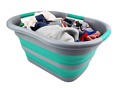SAMMART Faltbarer Wäschekorb aus Kunststoff, 30 l, faltbar, Pop-Up-Aufbewahrungsbehälter/Organizer, tragbare Wäschewanne, platzsparender Wäschekorb/Korb