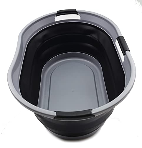SAMMART Faltbarer Wäschekorb aus Kunststoff, 44 l, faltbarer Pop-Up-Aufbewahrungsbehälter/Organizer, tragbare Waschwanne, platzsparender Wasserkorb, Wasserkapazität: 35 l