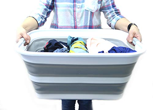 SAMMART Zusammenklappbarer Wäschekorb aus Kunststoff – faltbarer Pop-Up-Aufbewahrungsbehälter/Organizer – tragbare Wäschewanne – platzsparender Korb