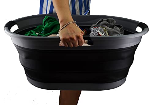 SAMMART Faltbarer Wäschekorb aus Kunststoff, 44 l, faltbarer Pop-Up-Aufbewahrungsbehälter/Organizer, tragbare Waschwanne, platzsparender Wasserkorb, Wasserkapazität: 35 l