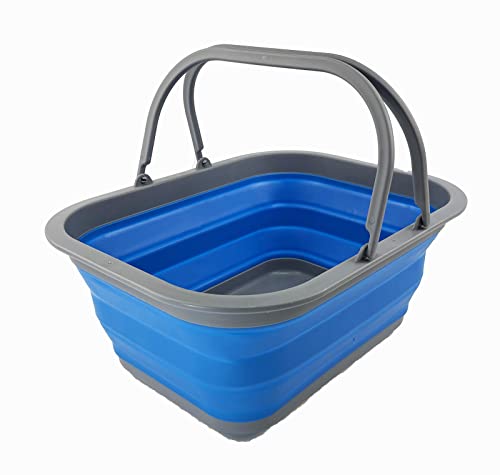 SAMMART 15L Zusammenklappbarer Korb mit Griff - Tragbarer Picknickkorb/Krater für den Außenbereich - Faltbare Einkaufstasche - Platzsparender Aufbewahrungsbehälter