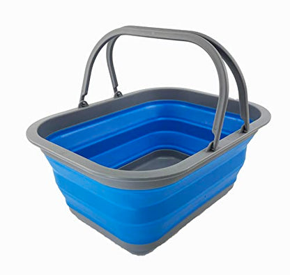 SAMMART 15L Zusammenklappbarer Korb mit Griff - Tragbarer Picknickkorb/Krater für den Außenbereich - Faltbare Einkaufstasche - Platzsparender Aufbewahrungsbehälter