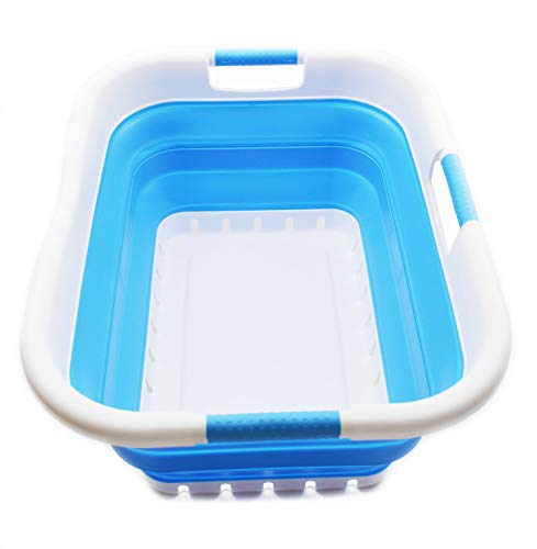 SAMMART Collapsible Plastic Laundry Basket - Foldable Pop Up Storage Container/Organizer - Portable Washing Tub - Space Saving Hamper/Basket