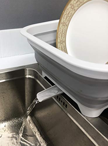 SAMMART 12L zusammenklappbares Abtropfgestell mit drehbarem Auslauf – faltbarer Wäscheständer – tragbarer Geschirr-Organizer – platzsparende Küchenablage