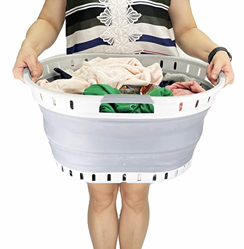 SAMMART 25 l faltbarer Wäschekorb aus Kunststoff, faltbar, Pop-Up-Aufbewahrungsbehälter, tragbarer Waschbehälter, platzsparender Wäschekorb, Korb