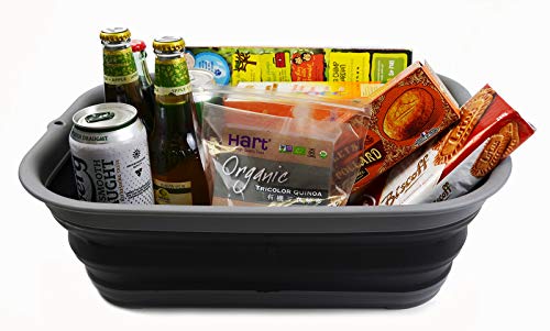SAMMART 12L zusammenklappbare Wanne mit Griff + 12L zusammenklappbare Wanne - Tragbarer Picknickkorb im Freien - Faltbare Einkaufstasche