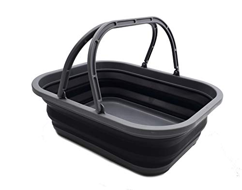 SAMMART 12L Faltbare Wanne mit Griff - Tragbarer Picknickkorb/Krater im Freien - Faltbare Einkaufstasche - Platzsparender Vorratsbehälter