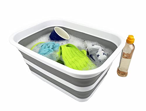 SAMMART 12L zusammenklappbare Wanne – tragbares Picknick-Tablett für den Außenbereich – tragbares Waschbecken – platzsparende Kunststoff-Waschwanne