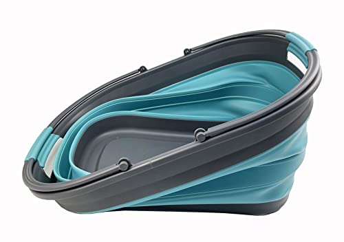 SAMMART 38L zusammenklappbarer Wäschekorb aus Kunststoff – ovale Wanne/Korb – faltbarer Aufbewahrungsbehälter-tragbare Waschwanne – platzsparender Wäschekorb